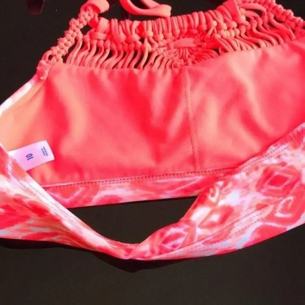 Justice Girl’s Coral Orange Tankini Bathing‎ Suit Top Size 10